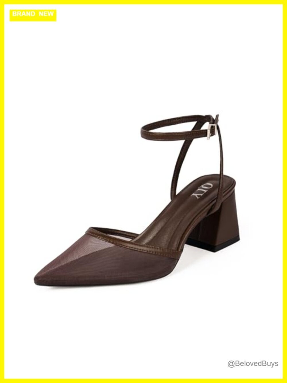 Women's Pointed Toe Chunky Heel Pump with Ankle Strap for Office and Formal